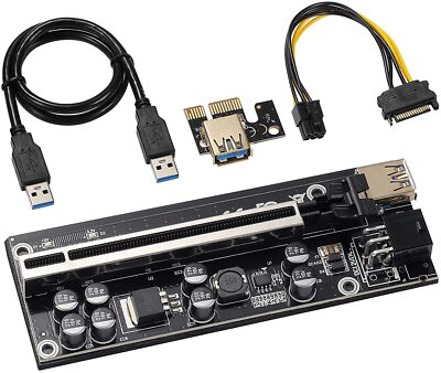10 X Riser V009S-PLUS USB 3.0 PCI-E 1X to 16X Adaptor 6PIN 8 Capacitors