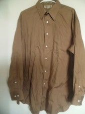 Croft And Barrow Herringbone Twill Men's Long Sleeve Camel Shirt Sz 17 1/2 34-35
