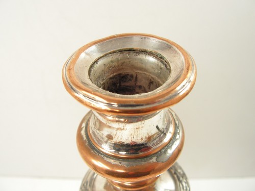 ANTIQUE FRENCH ART NOUVEAU SILVER PLATED ON COPPER CANDLESTICK 10" INCHES - Picture 10 of 10
