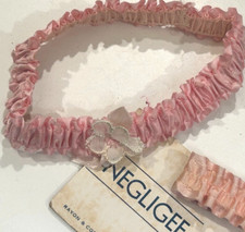 vintage bridal garter rayon cotton pink satin 1pc made in USA