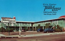 Postcard Civic Center Travlodge Highway 101 Downtown San Diego California 1960's