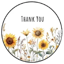 THANK YOU SUNFLOWERS ENVELOPE SEALS LABELS STICKERS PARTY FAVORS