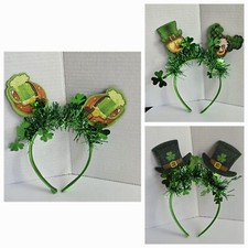 3 St. Patrick's Day LED Lighted Green Garland Headbands Clover Adult Party Beer