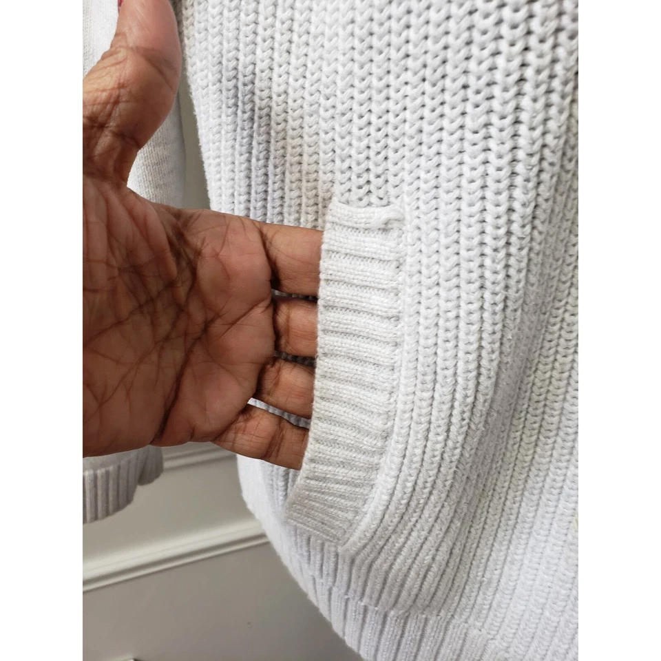 Cárdigan Suéter Para Hombre Grande Blanco Tejido 100% Algodón Manga Larga Cremallera Completa Alfani Foto 3 de 4