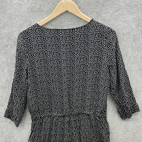 Neuwertiger Samt Jumpsuit Damen UK 8 schwarz weiß gepunktet Kordelzug Taille - Bild 7 von 13