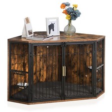 VECELA Heavy Duty Dog Crate Cage Strong Metal Large Kennel with Drawers Brown