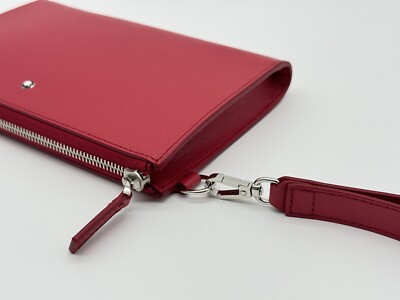 MONTBLANC SARTORIAL RED CALFSKIN LEATHER POUCH CLUTCH NEW 100
