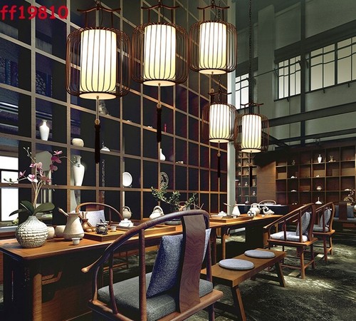 Iron Cage Chandelier Ceiling Lamp Pendant Cylinder Light Chinese style - Picture 6 of 6