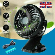 USB Rechargeable Portable Clip on Fan Personal Mini 360 Rotate Cooling Table Fan