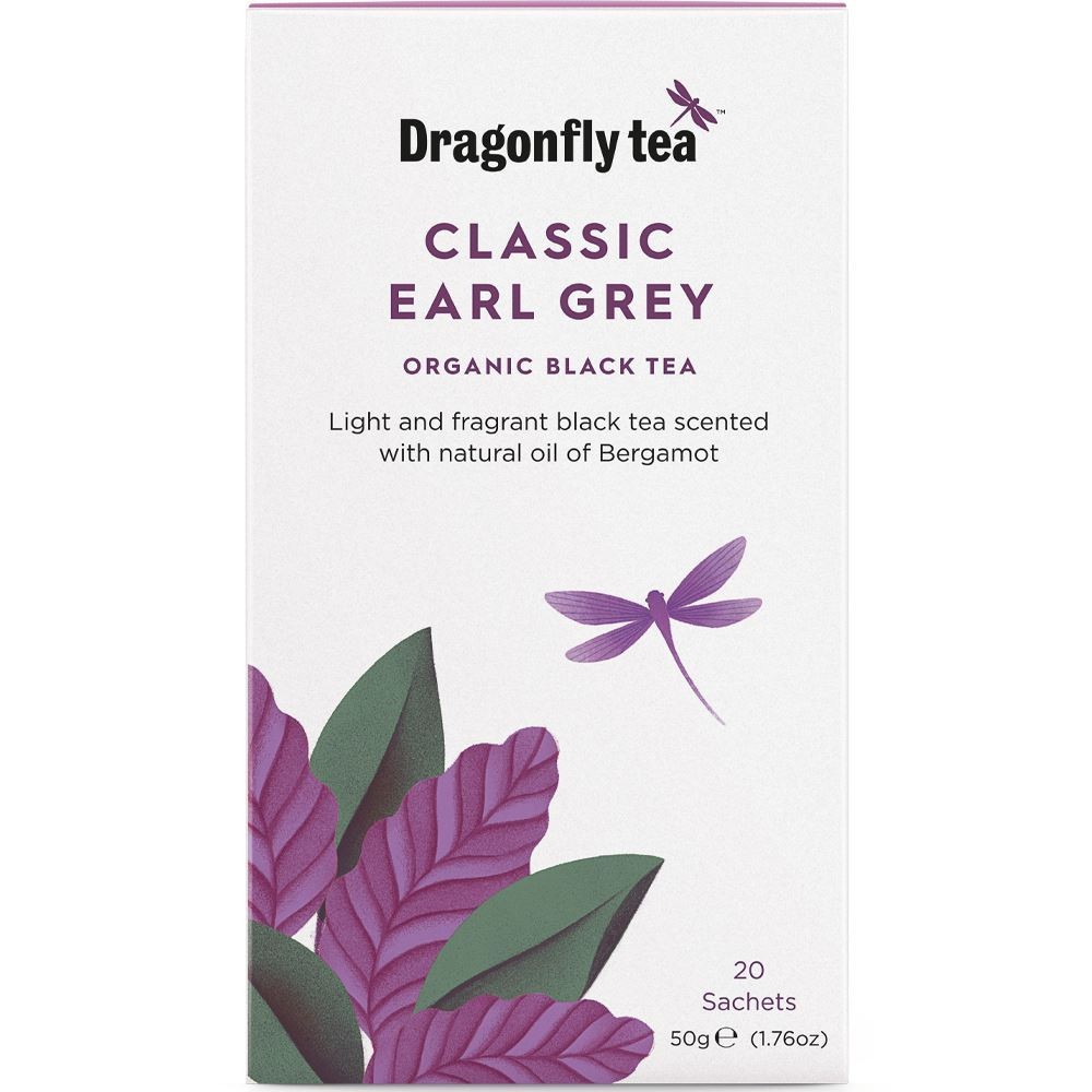 Dragonfly Tea Organic Classic Earl Grey tea 20 Tea bags - 4 Pack