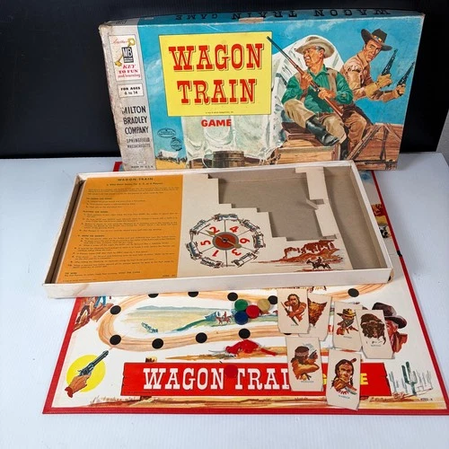 Vintage 1960 Wagon Train Board Game Milton Bradley 2-4 Players Wild West