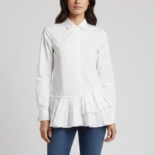 CH Carolina Herrera White Poplin Pleated Tunic Shirt S