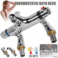 Chrome Bathroom Thermostatic Bath Shower Mixer Taps Deck Mounted Valve Bar Tap