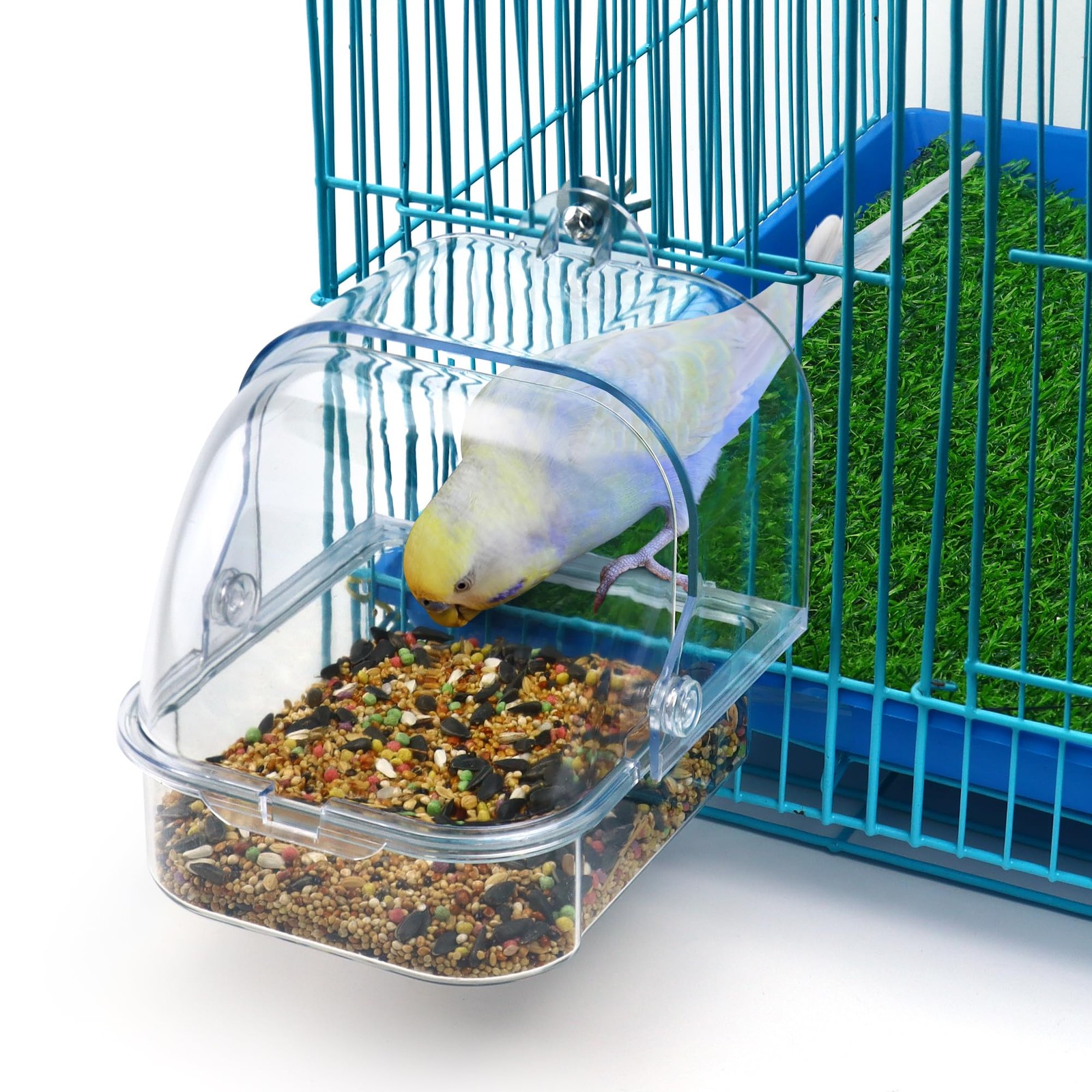 Bird Bath for Cage, Clear Birds Bathtub with Hanging Hooks, Upgraded Bird Large