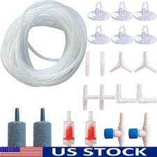 15ft Aquarium Airline Tubing W/ Air Stones Valves Connectors Suction Cups New