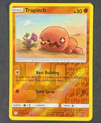 POKEMON Trapinch 107/236 Sun & Moon Cosmic Eclipse Reverse Holo Card