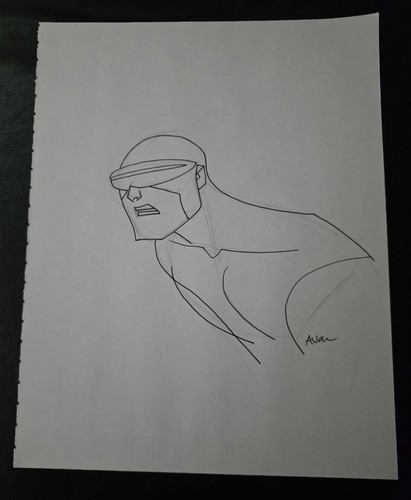 Michael Avon Oeming Original Hand Drawn Ink Sketch Art Cyclops X-Men Signed