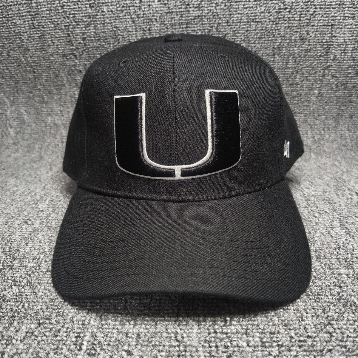 '47 Brand Miami Hurricanes Black Cap Hat NCAA U Logo UMiami