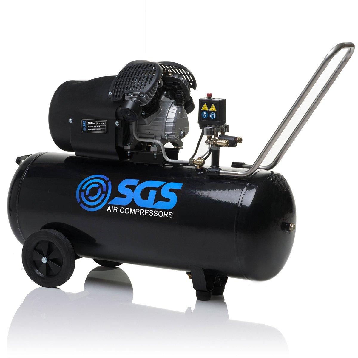 SGS 100 Litre Air Compressor - 13.8CFM 3.0HP with Twin Air Outlets Direct Drive