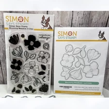 Simon Says Stamp BLOOMING MEADOW Flowers Rubber Stamps Dies