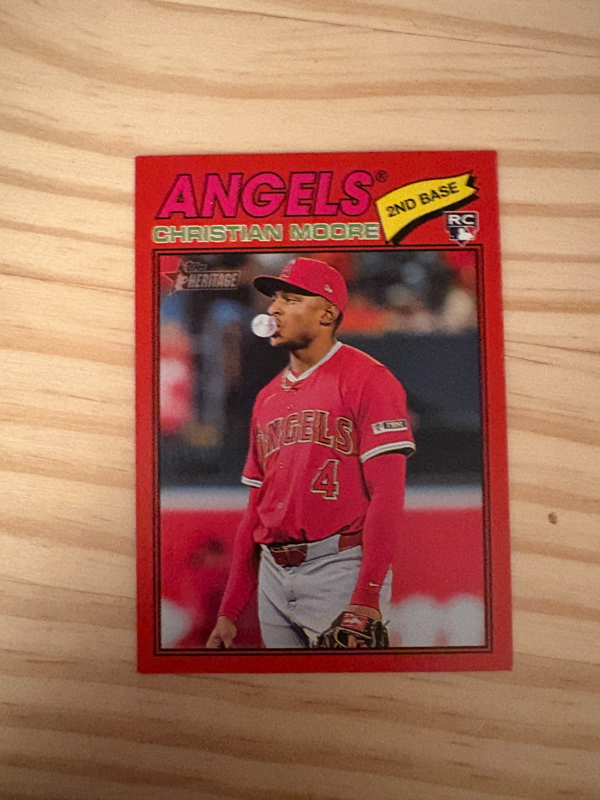 2026 Topps Heritage Red Border #249 Christian Moore - Los Angeles Angels