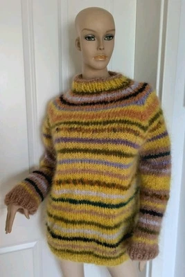 Lagenlook Flauschig Pullover Wolle Mohair  Strickpullover  Bunt  - Bild 1 von 4
