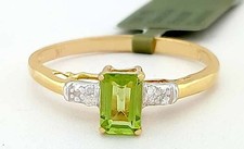 GENUINE 0.68 Cts PERIDOT & DIAMOND RING 10K GOLD - Free certificate Appraisal