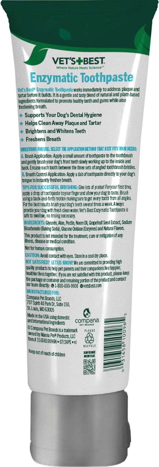 Vet&rsquo;S Best Enzymatic Dog Toothpaste &ndash; Vet Formulated Dental Gel for Teeth Cleani
