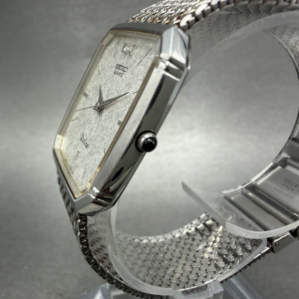 Seiko Dolce Tank Watch Men 27mm Silver Dial Silver Tone 9521-5210
