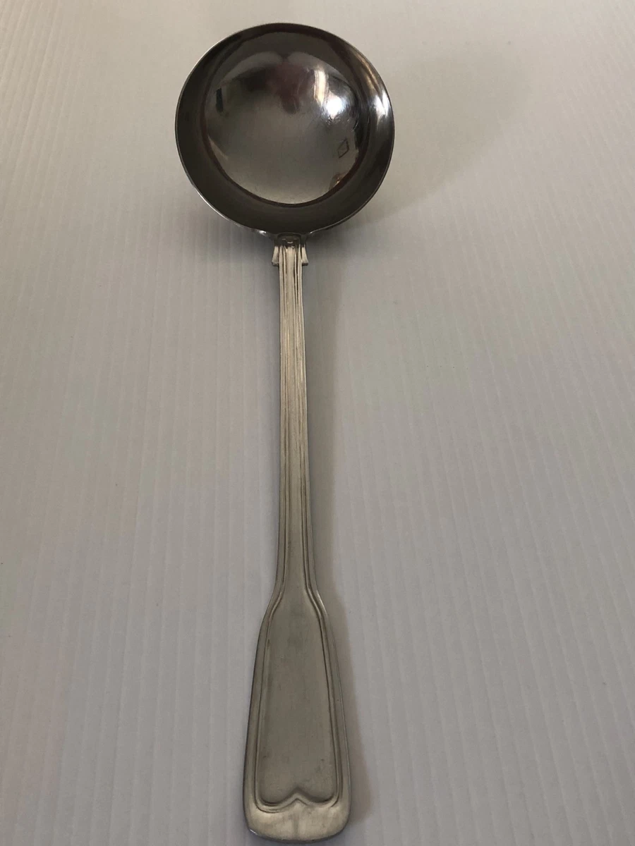 Antique Silver Ladle Spoon Fiddle Pattern Handle Stainless Steel Stamped 31cm