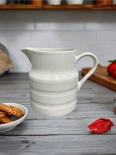 Vintage Lord Nelson Pottery Pitcher Cream Ironstone Jug England 5-75, Farmhouse
