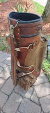 Golf cart staff bag BELDING SPORTS 6 Div brown shoulder strap all zippers work.