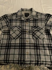 Pendleton board shirt men s small long sleeve Grey/Blue Wool
