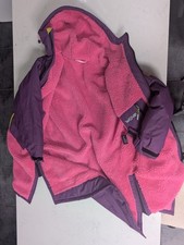 Wave Women's Hooded Rain Coat  (Changing Robe) Purple/Pink Fleece Lined Size M