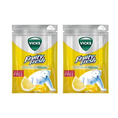 2x Vicks Fruity Fresh Lemon Sugar Free Lozenges 72g Menthol