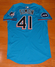 MIAMI MARLINS RONNY SIMON 2025 GAME ISSUED UN WORN ALTERNATE JERSEY (PIRATES)