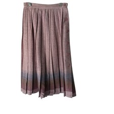 Vintage 70s Luv Knit Pleated Skirt Pink Side Button Gradient Ombre Wool Blend
