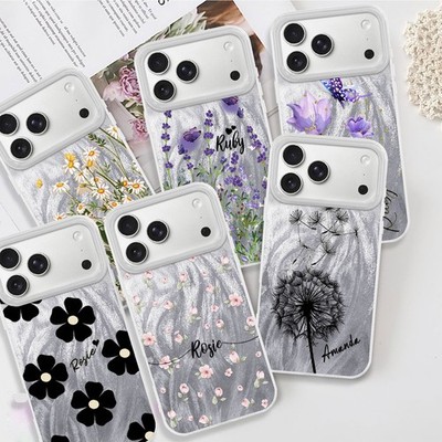 Laser Phone Case Custom Delicate Flower Cover For Samsung S24 FE iPhone 16 14 17