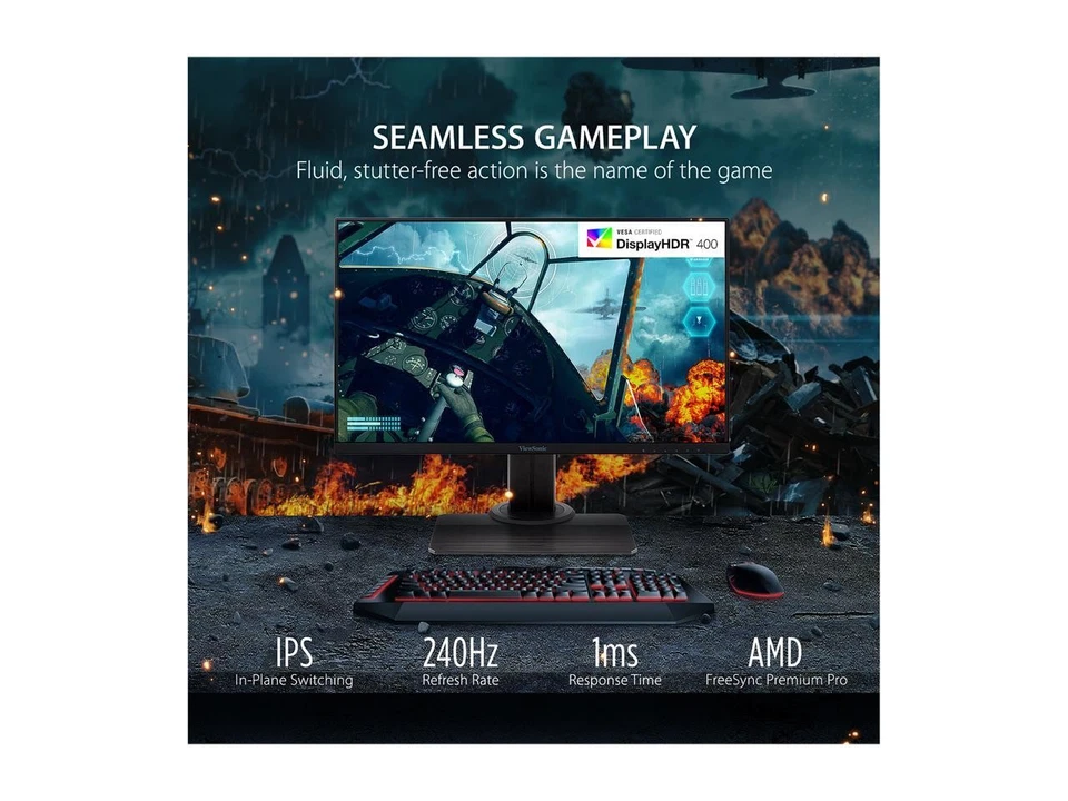 ViewSonic XG2431 Gaming Monitor 24" 1080p 240Hz 1ms with AMD FreeSync Premium, - Image 2 of 4