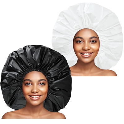 Super Jumbo Shower Cap 2 PCS Waterproof Shower Caps for Women, Extra Large Showe