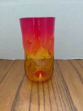 Blenko 418L Tangerine Pinched Tumblers 6" Tall