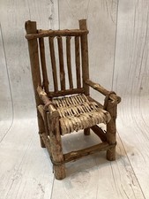 Rustic Woven Chair For Doll or Teddy Bear Display 