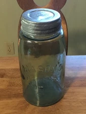 Vintage Mason’s Patent Nov. 30th 1858 Canning Jar - Quart - Aqua