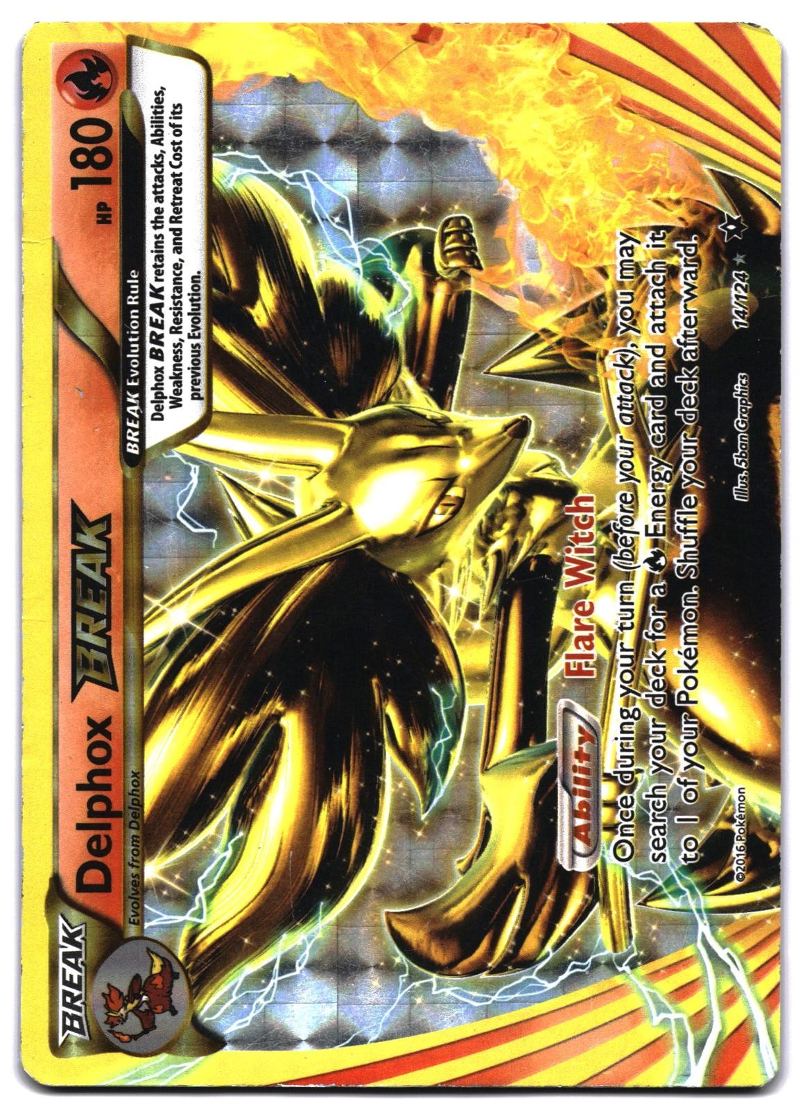 Delphox BREAK 14/124 BREAK Fates Collide Pokemon Holo