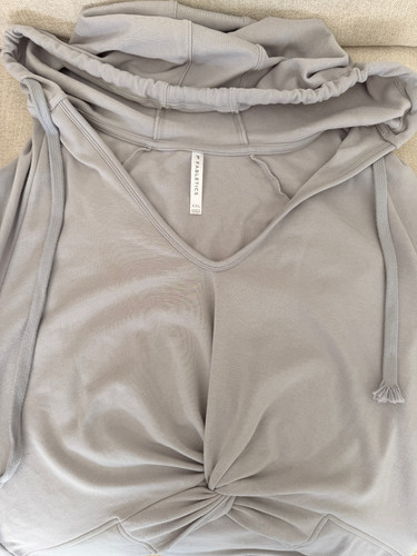 Fabletics Sydney Twist Front Scoop Neck Drawstring Women's Hoodie XXL Haze Gray