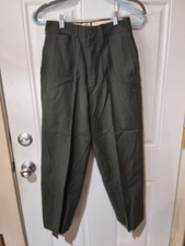 VINTAGE US ARMY GREEN DRESS 100 WOOL TROUSERS PANTS 1954 DATED AG-44 NOS 26x32