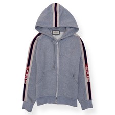 GUCCI TAPE LOGO COTTON HOODIE GREY M RRP£950