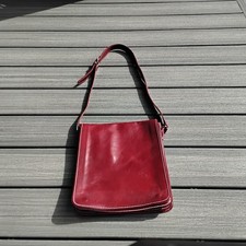 Bag Vera Pelle Red Italian Leather Crossbody Purse Adjustable Strap