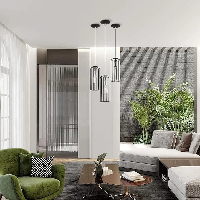 Colgante Livex Lighting Glenbrook 1 luz en negro con níquel cepillado (49713-04) Foto 2 de 3