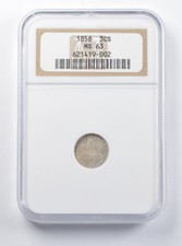 MS63 1858 Silver Three-Cent Piece NGC *7274